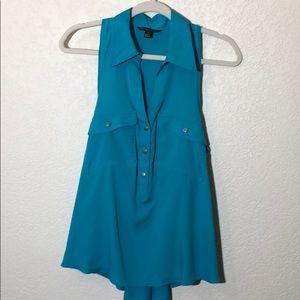 Rock & Republic M Teal Vneck tank metal snaps LoHi